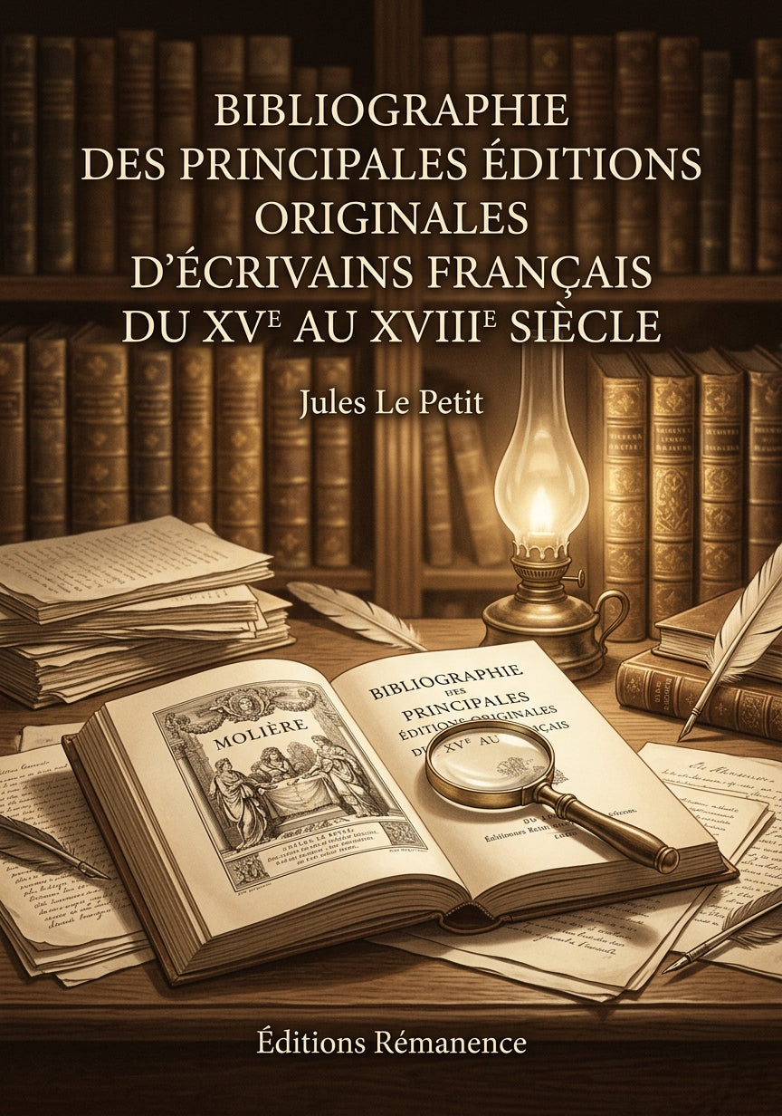 Livre Bibliographie des principales Éditions Originales d’écrivains français du XVe au XVIIIe siècle par Jules Le Petit - Couverture - Editions Remanence