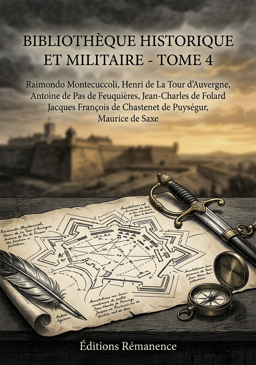 Livre Bibliothèque historique et militaire - Tome 4 par Raimondo Montecuccoli, Henri de La Tour d’Auvergne, Antoine de Pas de Feuquières, Jean-Charles de Folard, Jacques François de Chastenet de Puységur, Maurice de Saxe - Vue 3D - Editions Remanence