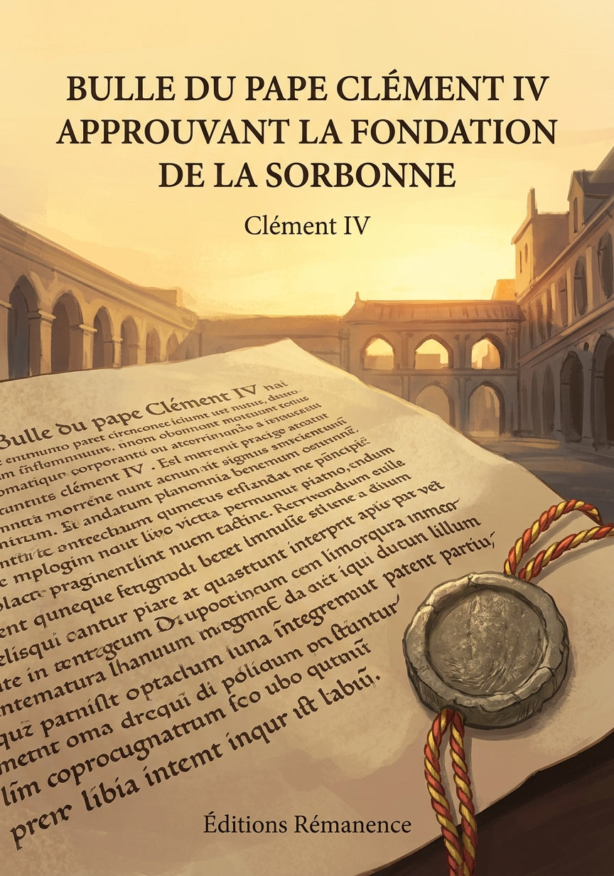 Livre Bulle du pape Clément IV approuvant la fondation de la Sorbonne par Clément IV - Couverture - Editions Remanence