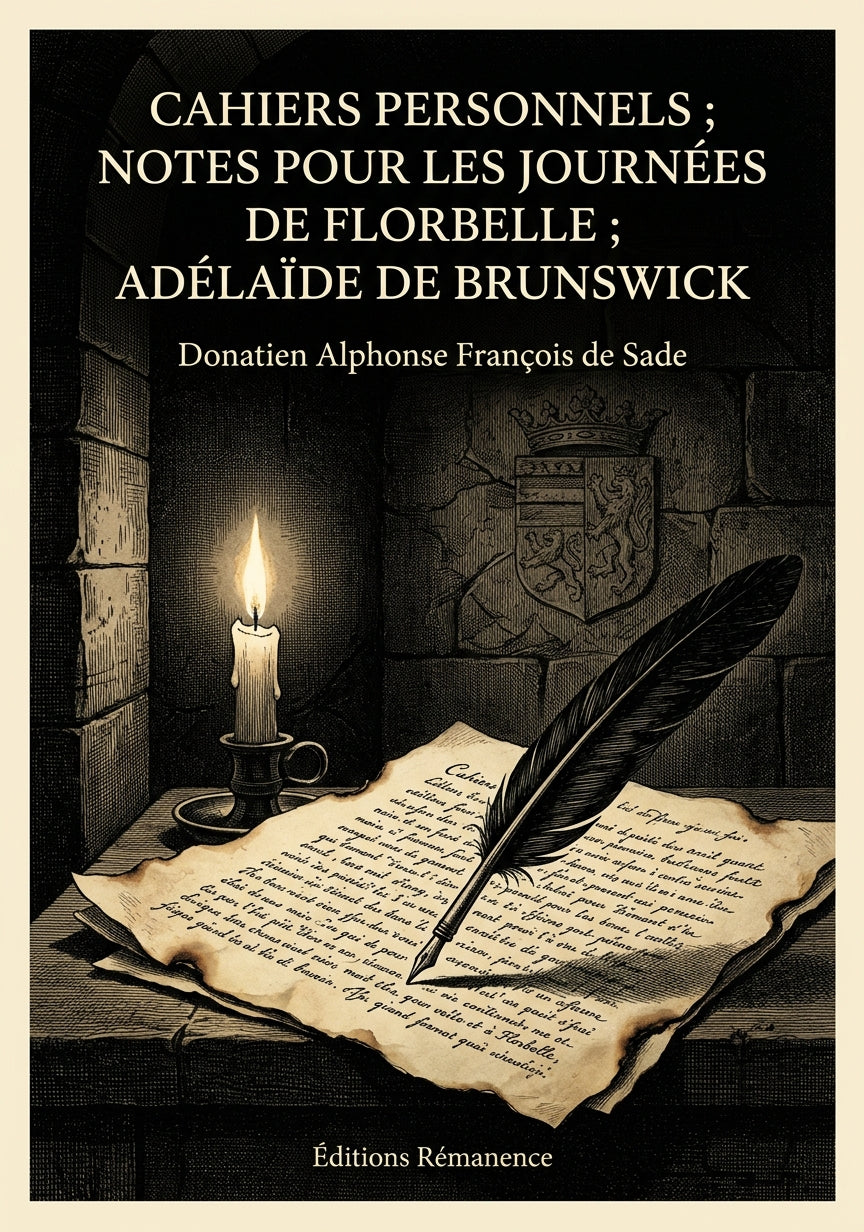 Livre Cahiers personnels ; Notes pour les Journées de Florbelle ; Adélaïde de Brunswick par Donatien Alphonse François de Sade - Couverture - Editions Remanence