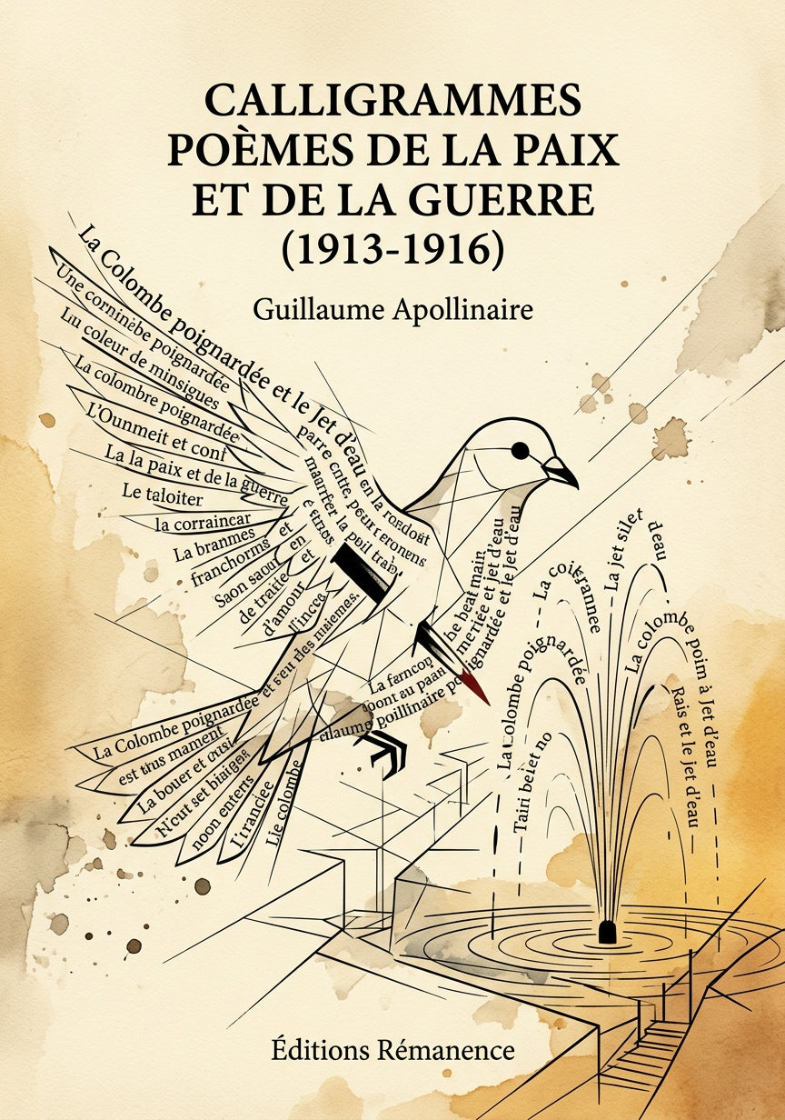 Livre CalligrammesPoèmes de la paix et de la guerre (1913-1916) par Guillaume Apollinaire - Couverture - Editions Remanence