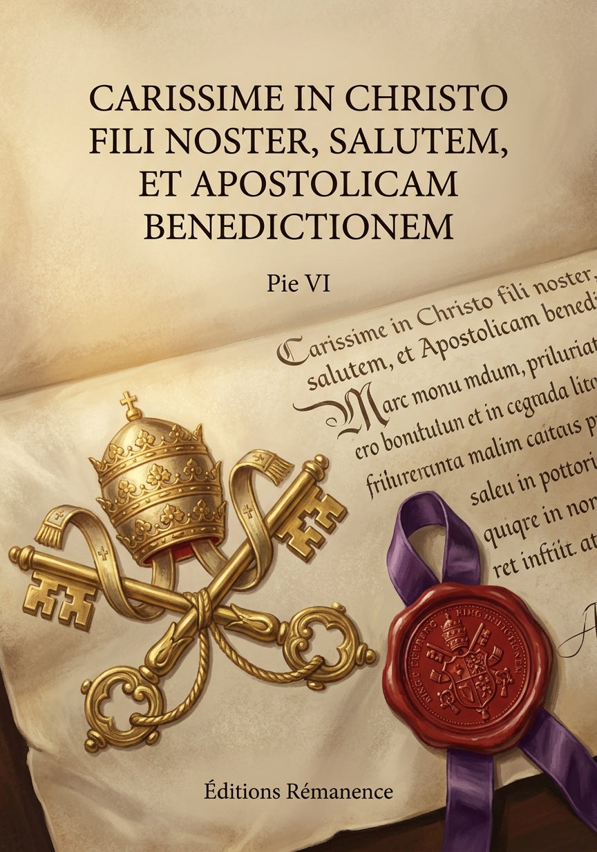 Livre Carissime in christo fili noster, salutem, et apostolicam benedictionem par Pie VI - Couverture - Editions Remanence