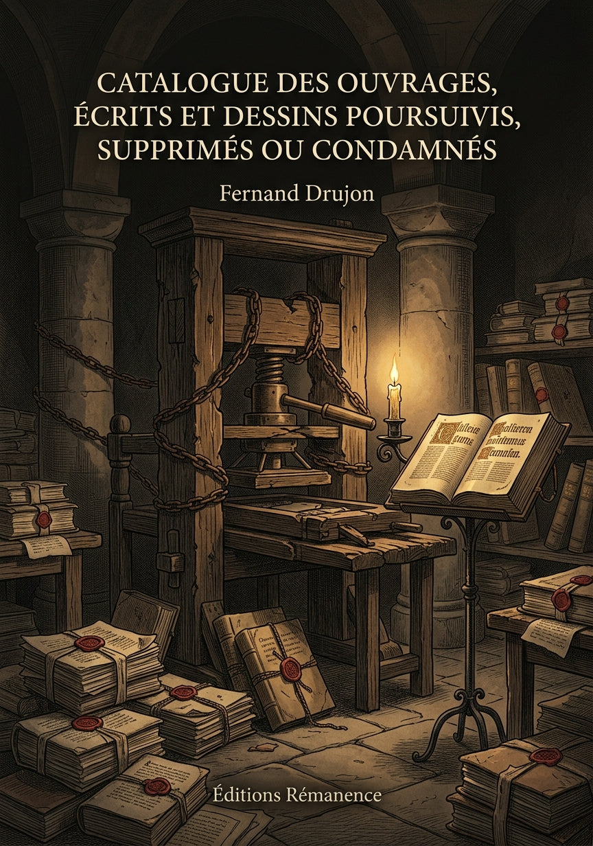 Livre Catalogue des ouvrages, écrits et dessins poursuivis, supprimés ou condamnés par Fernand Drujon - Couverture - Editions Remanence