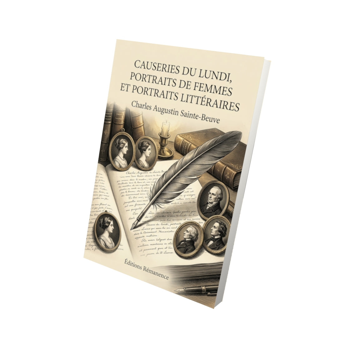 Livre Causeries du lundi, Portraits de femmes et Portraits littéraires par Charles Augustin Sainte-Beuve - Vue 3D - Editions Remanence