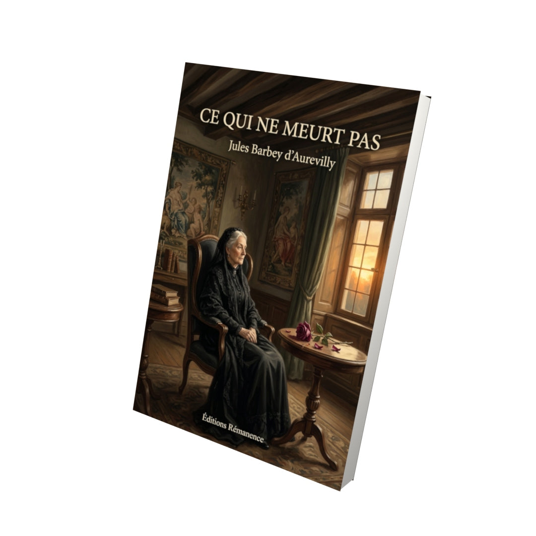 Livre Ce qui ne meurt pas par Jules Barbey d’Aurevilly - Vue 3D - Editions Remanence
