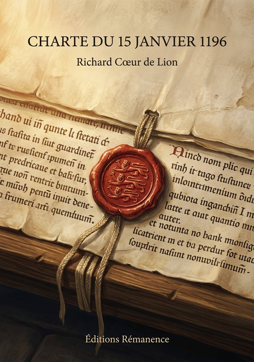 Livre Charte du 15 janvier 1196 par Richard Cœur de Lion - Couverture - Editions Remanence