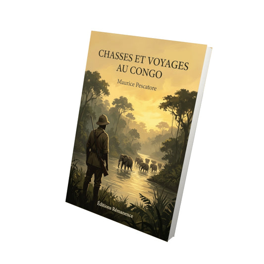 Livre Chasses et voyages au Congo par Maurice Pescatore - Vue 3D - Editions Remanence