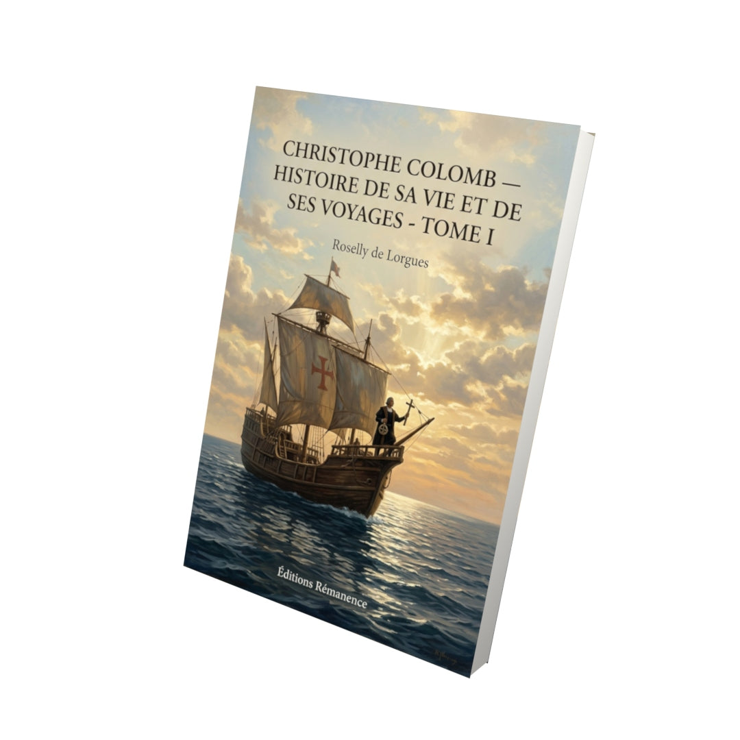 Livre Christophe Colomb — Histoire de sa vie et de ses voyages - Tome I par Roselly de Lorgues - Vue 3D - Editions Remanence