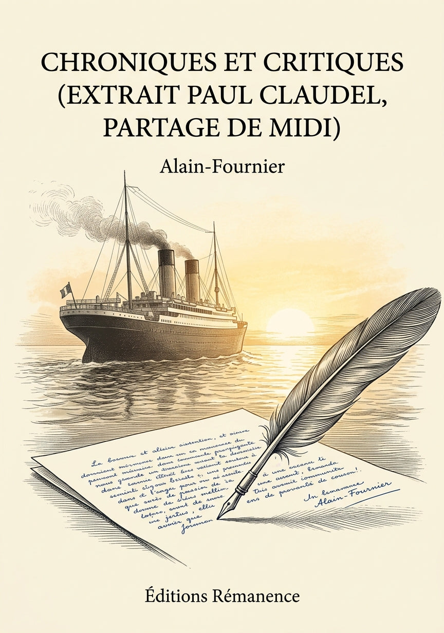 Livre Chroniques et critiques (extrait Paul Claudel, Partage de midi) par Alain-Fournier - Couverture - Editions Remanence