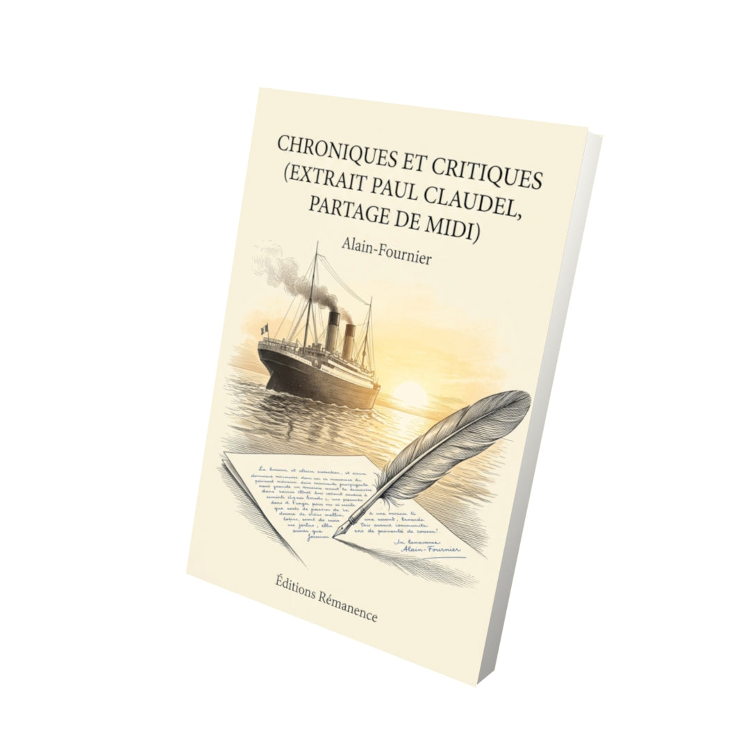 Livre Chroniques et critiques (extrait Paul Claudel, Partage de midi) par Alain-Fournier - Vue 3D - Editions Remanence