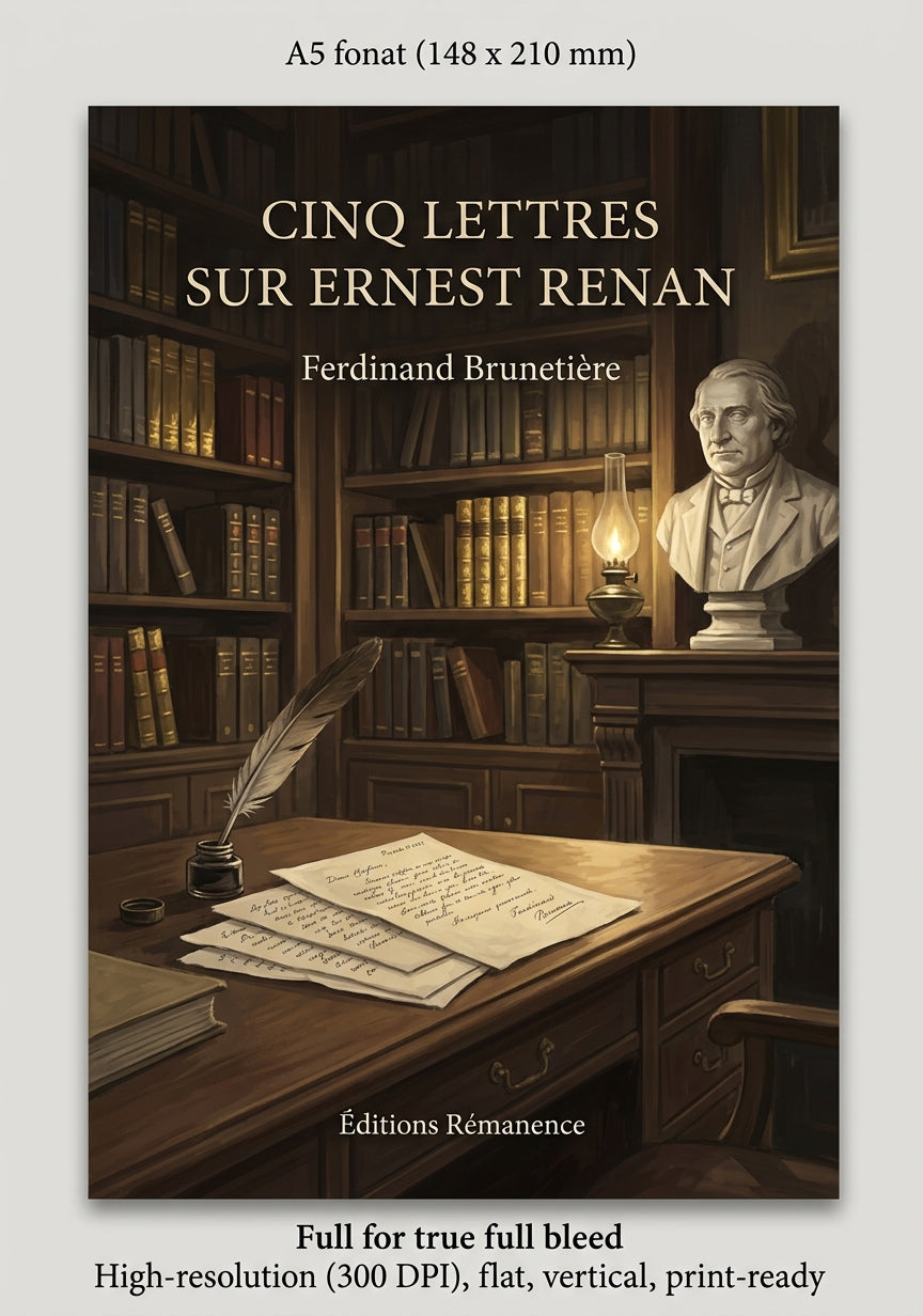 Livre Cinq lettres sur Ernest Renan par Ferdinand Brunetière - Couverture - Editions Remanence
