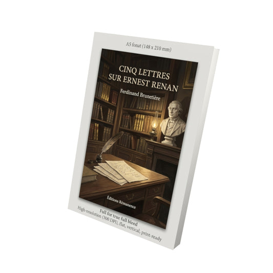 Livre Cinq lettres sur Ernest Renan par Ferdinand Brunetière - Vue 3D - Editions Remanence