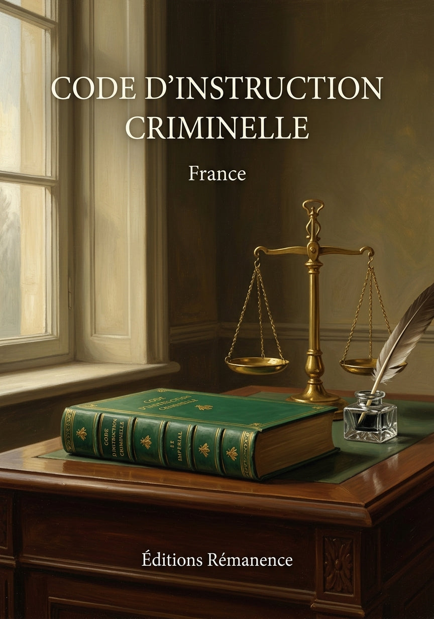 Livre Code d'instruction criminelle par France - Couverture - Editions Remanence