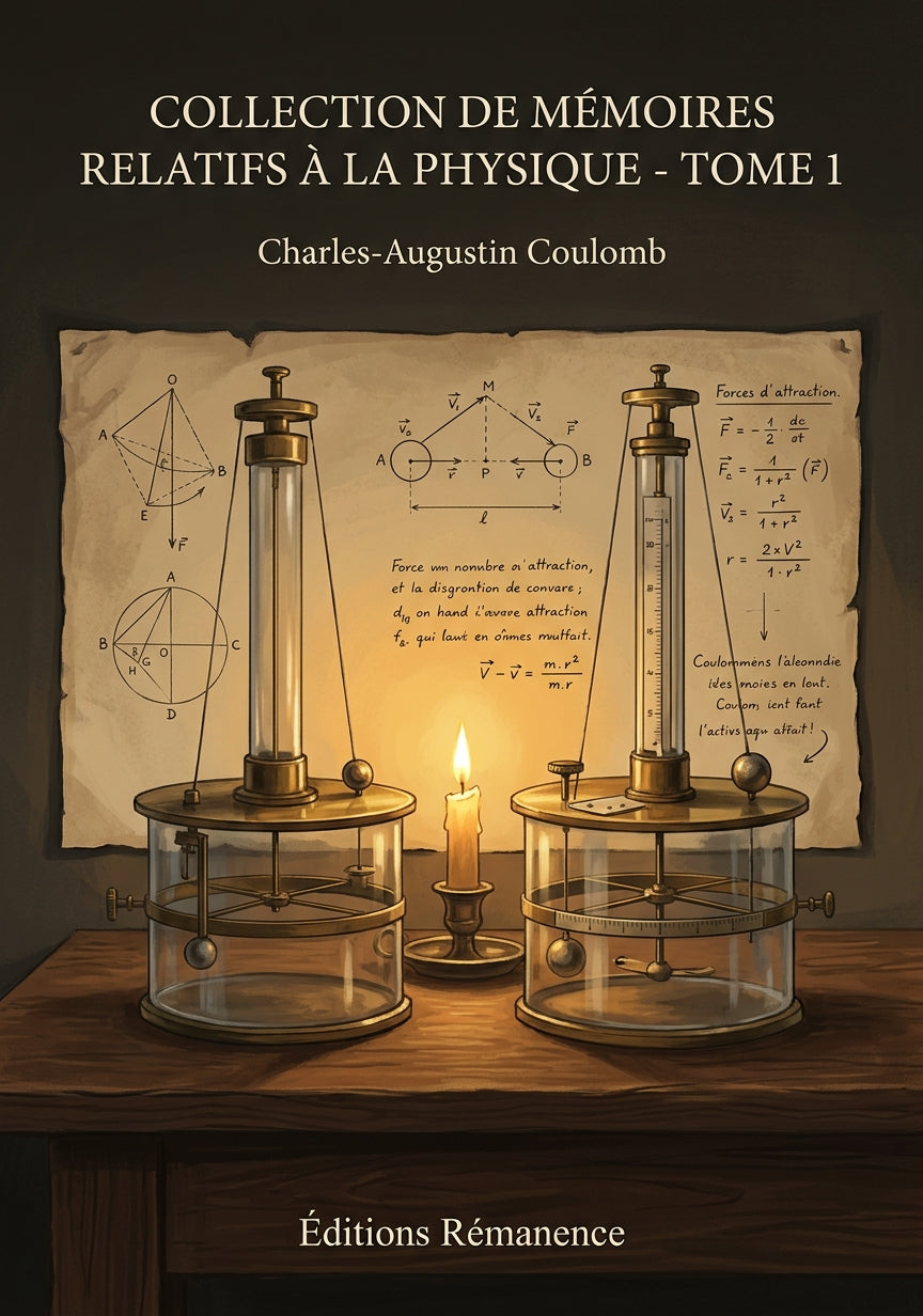 Livre Collection de mémoires relatifs à la physique - Tome 1 par Charles-Augustin Coulomb - Couverture - Editions Remanence