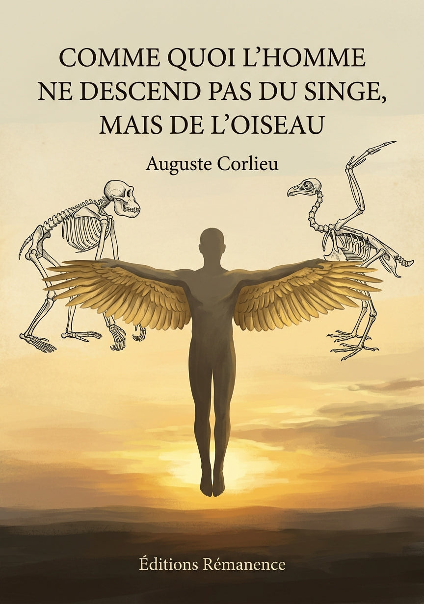 Livre Comme quoi l’Homme ne descend pas du Singe, mais de l’Oiseau par Auguste Corlieu - Couverture - Editions Remanence