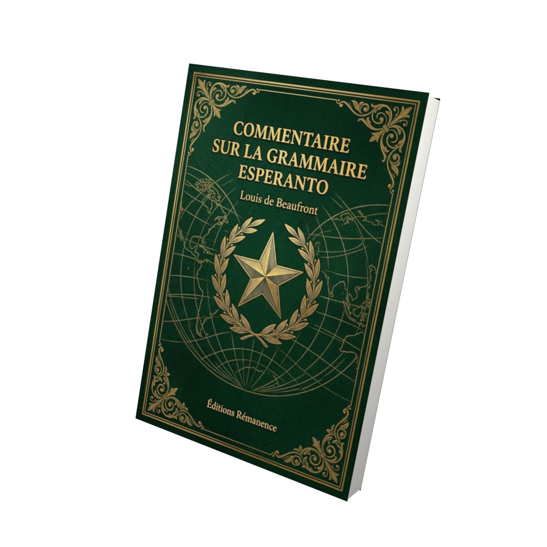 Livre Commentaire sur la grammaire Esperanto par Louis de Beaufront - Vue 3D - Editions Remanence