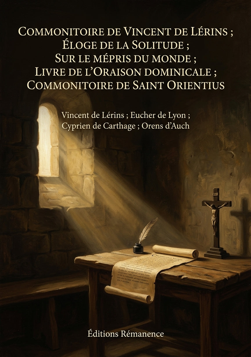 Livre Commonitoire de Vincent de Lérins ; Éloge de la Solitude ; Sur le Mépris du Monde ; Livre de l’Oraison dominicale ; Commonitoire de Saint Orientius par Vincent de Lérins ; Eucher de Lyon ; Cyprien de Carthage ; Orens d'Auch - Couverture - Editions Remanence