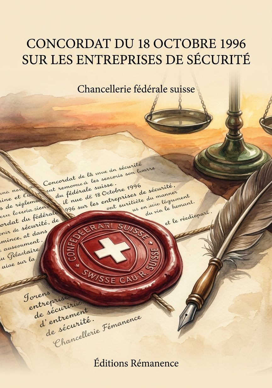 Livre Concordat du 18 octobre 1996 sur les entreprises de sécurité par Chancellerie fédérale suisse - Couverture - Editions Remanence