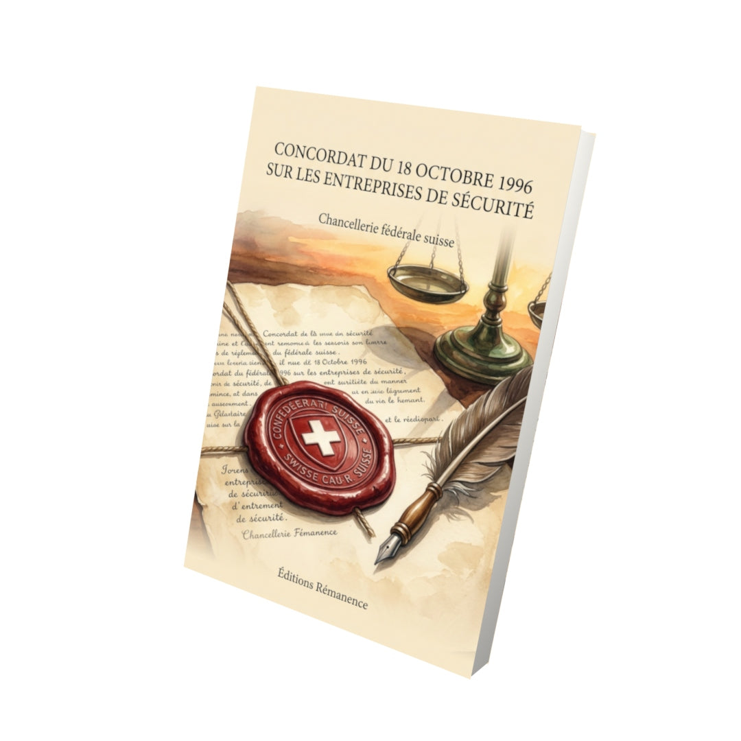 Livre Concordat du 18 octobre 1996 sur les entreprises de sécurité par Chancellerie fédérale suisse - Vue 3D - Editions Remanence