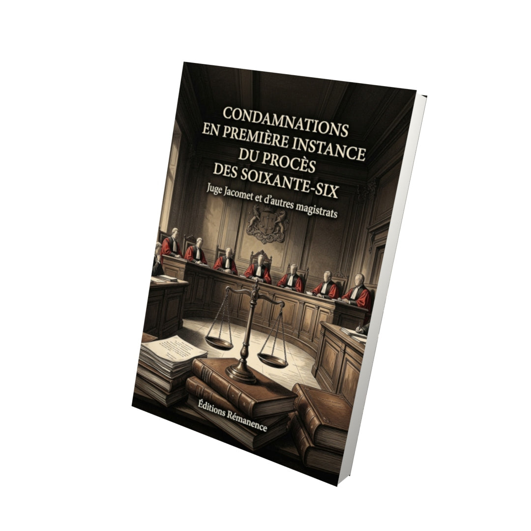 Livre Condamnations en première instance du procès des soixante-six par Juge Jacomet et d’autres magistrats - Vue 3D - Editions Remanence
