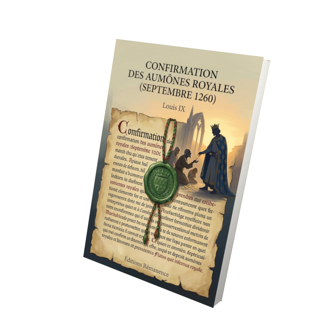Livre Confirmation des aumônes royales (septembre 1260) par Louis IX - Vue 3D - Editions Remanence
