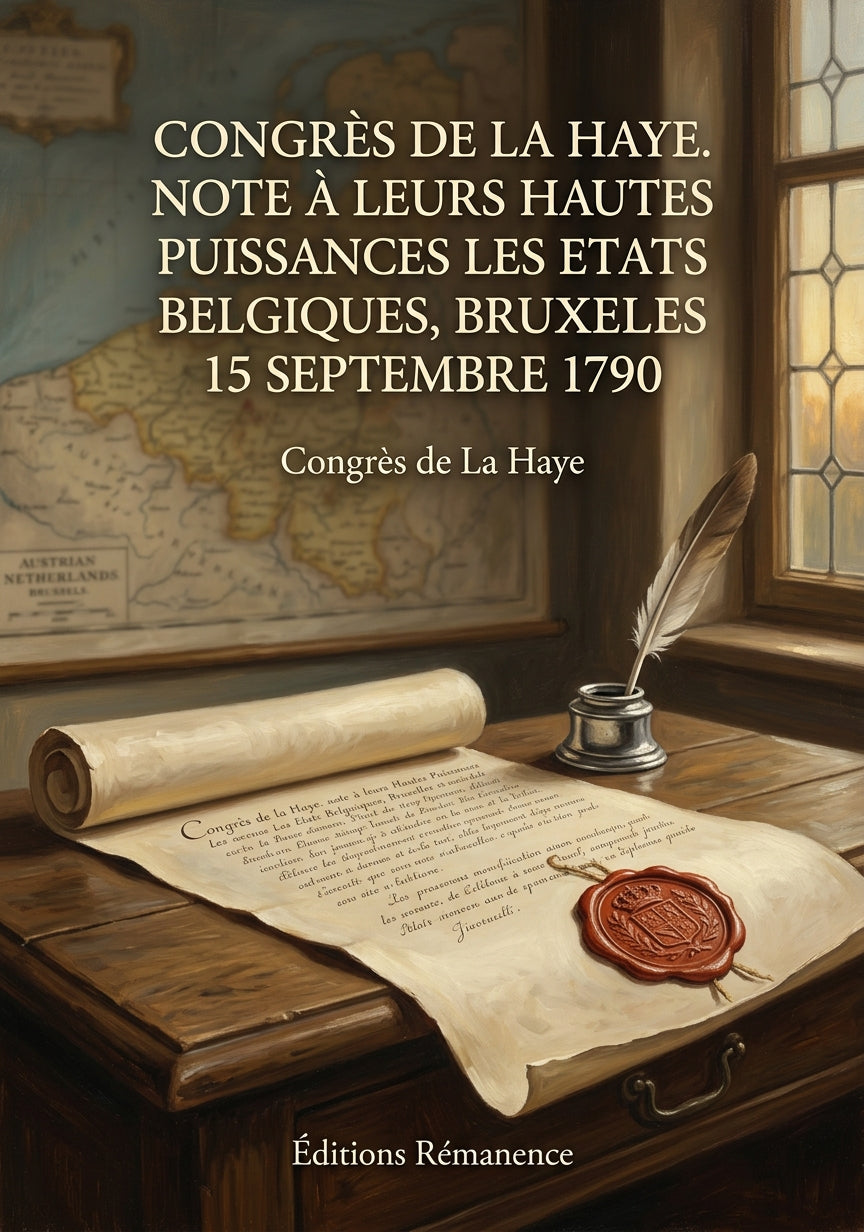 Livre Congrès de La Haye. Note à leurs Hautes Puissances les Etats Belgiques, Bruxelles 15 septembre 1790 par Congrès de La Haye - Couverture - Editions Remanence