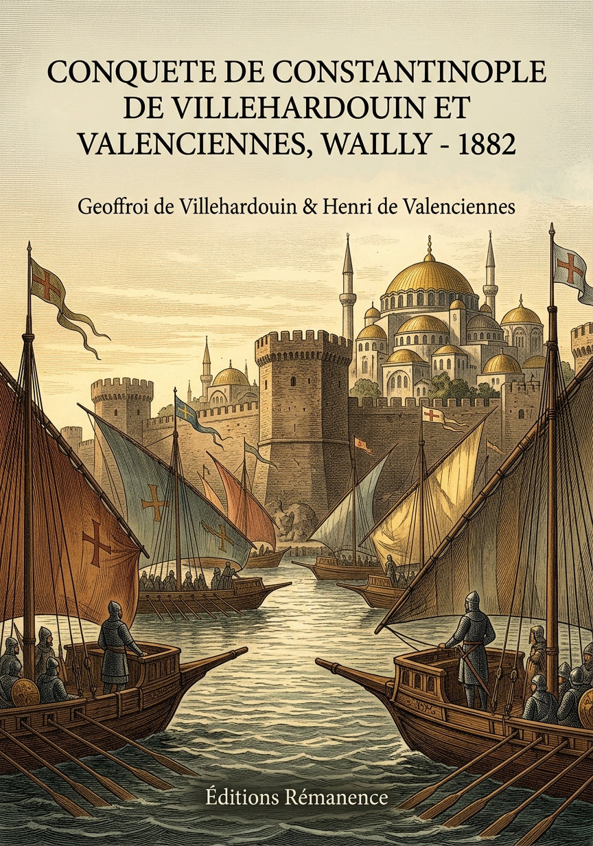 Livre Conquete de Constantinople de Villehardouin et Valenciennes, Wailly - 1882 par Geoffroi de Villehardouin & Henri de Valenciennes - Couverture - Editions Remanence