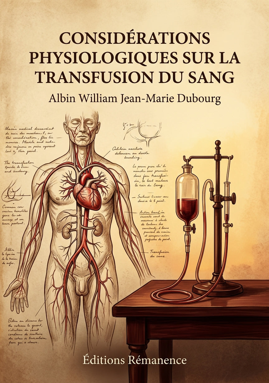Livre Considérations physiologiques sur la transfusion du sang par Albin William Jean-Marie Dubourg - Couverture - Editions Remanence
