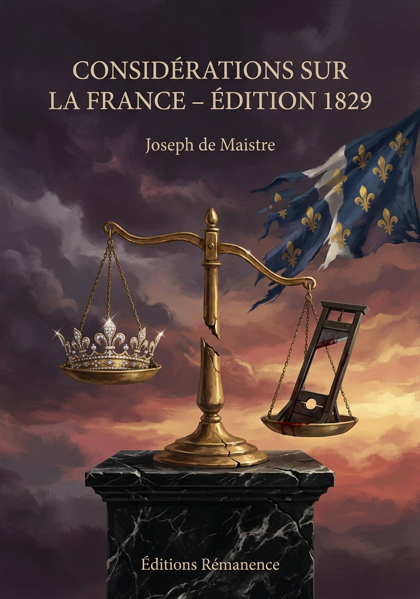 Livre Considérations sur la France – Édition 1829 par Joseph de Maistre - Couverture - Editions Remanence