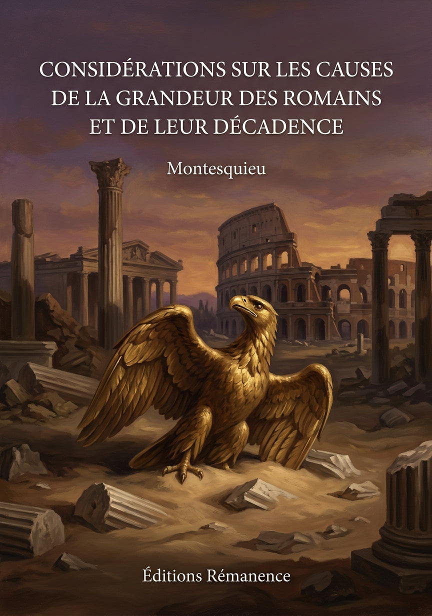 Livre Considérations sur les causes de la grandeur des Romains et de leur décadence par Montesquieu - Couverture - Editions Remanence