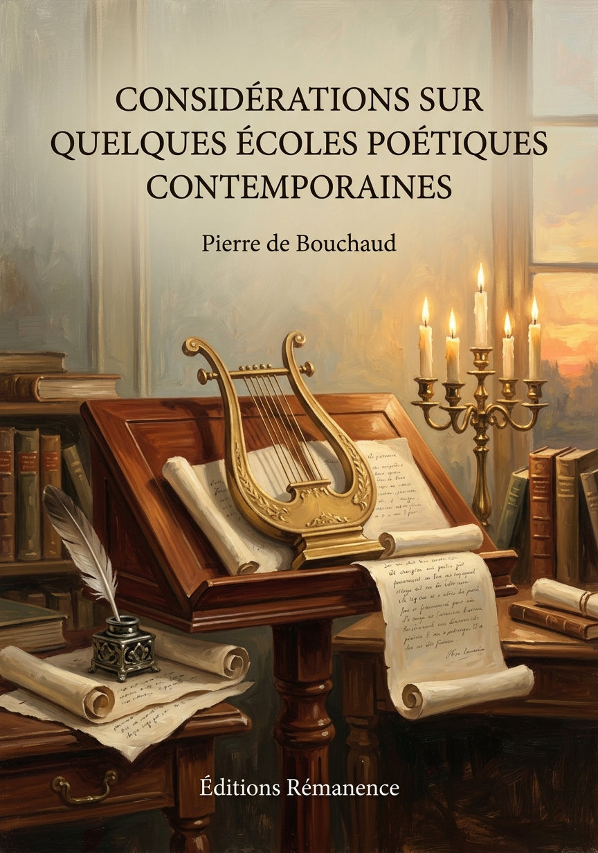 Livre Considérations sur quelques écoles poétiques contemporaines par Pierre de Bouchaud - Couverture - Editions Remanence