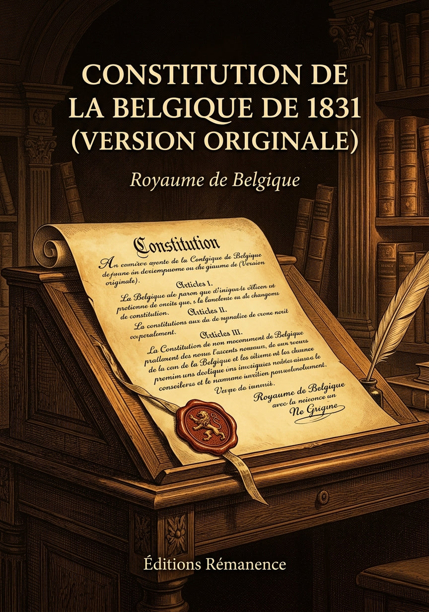 Livre Constitution de la Belgique de 1831 (version originale) par Royaume de Belgique - Couverture - Editions Remanence