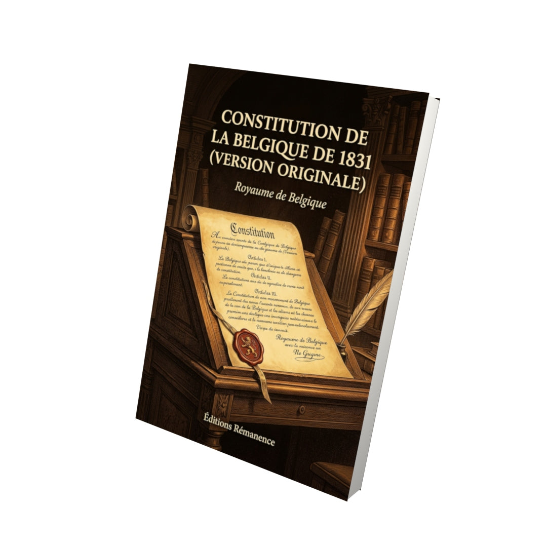 Livre Constitution de la Belgique de 1831 (version originale) par Royaume de Belgique - Vue 3D - Editions Remanence