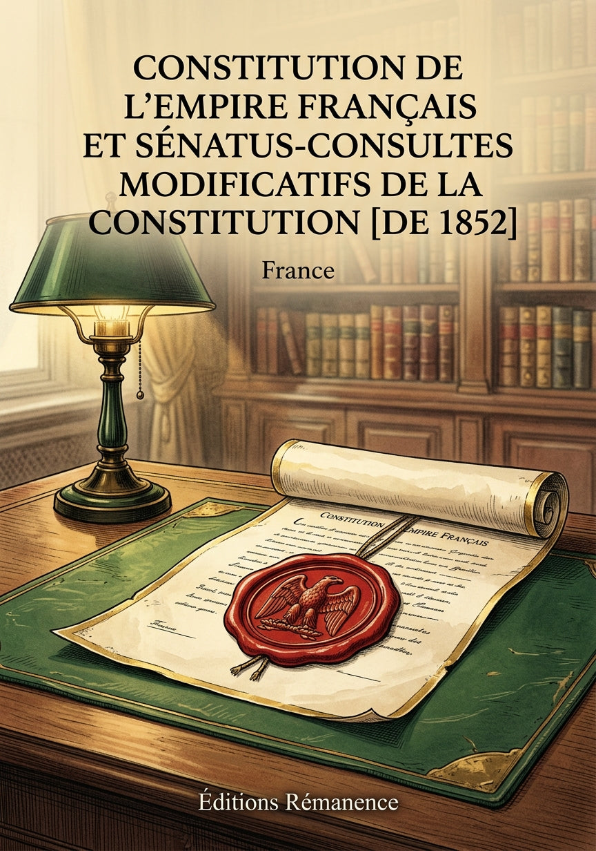 Livre Constitution de l’Empire Français et Sénatus-consultes modificatifs de la constitution [de 1852] par France - Couverture - Editions Remanence
