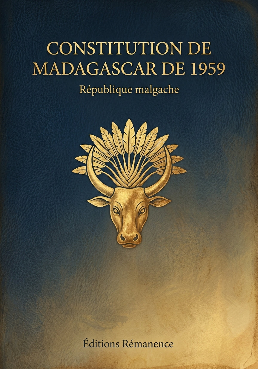 Livre Constitution de Madagascar de 1959 par République malgache - Couverture - Editions Remanence