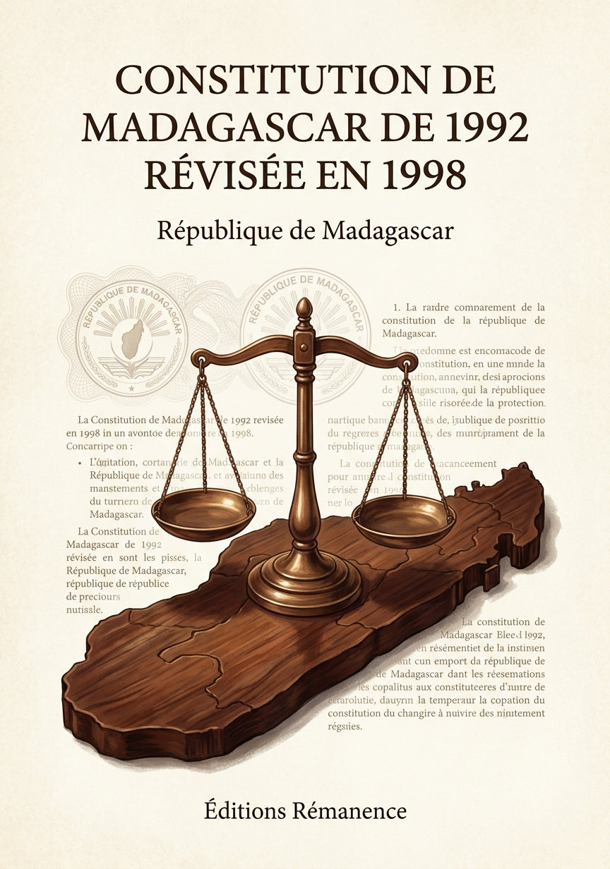 Livre Constitution de Madagascar de 1992 révisée en 2007 par République de Madagascar - Couverture - Editions Remanence