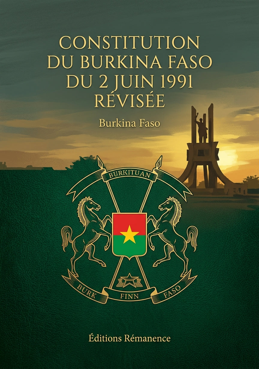 Livre Constitution du Burkina Faso du 2 juin 1991 révisée par Burkina Faso - Couverture - Editions Remanence