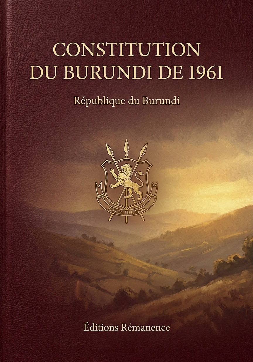 Livre Constitution du Burundi de 1961 par République du Burundi - Couverture - Editions Remanence