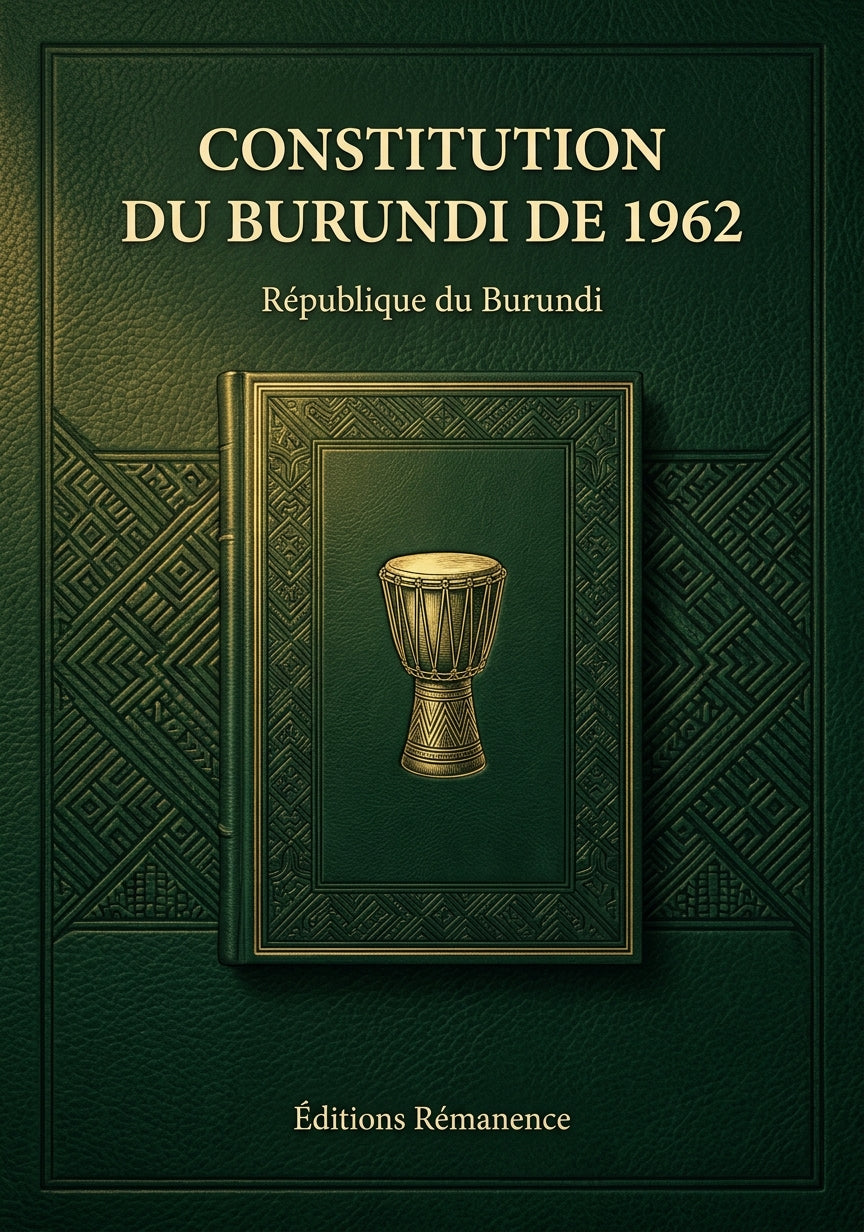 Livre Constitution du Burundi de 1962 par République du Burundi - Couverture - Editions Remanence
