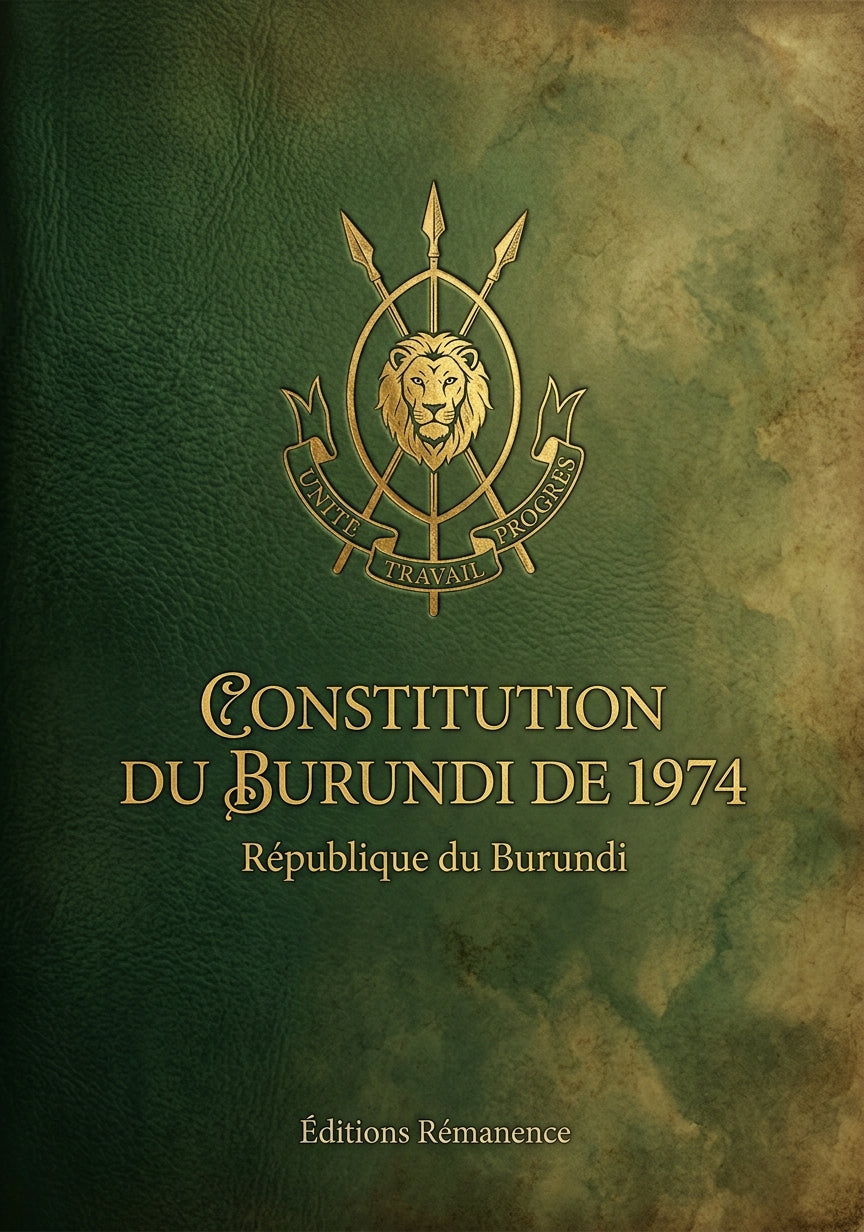 Livre Constitution du Burundi de 1974 par République du Burundi - Couverture - Editions Remanence