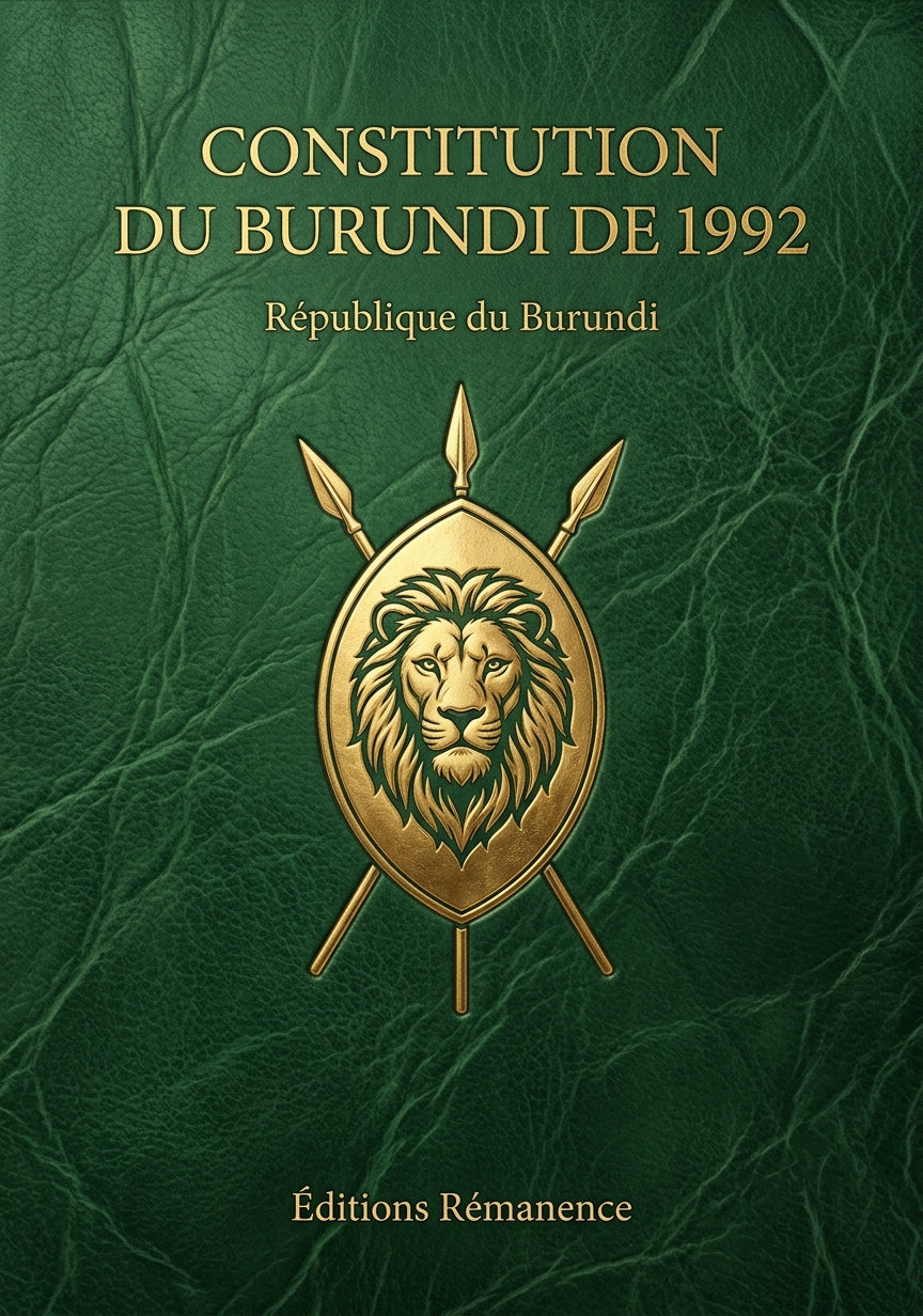 Livre Constitution du Burundi de 1992 par République du Burundi - Couverture - Editions Remanence