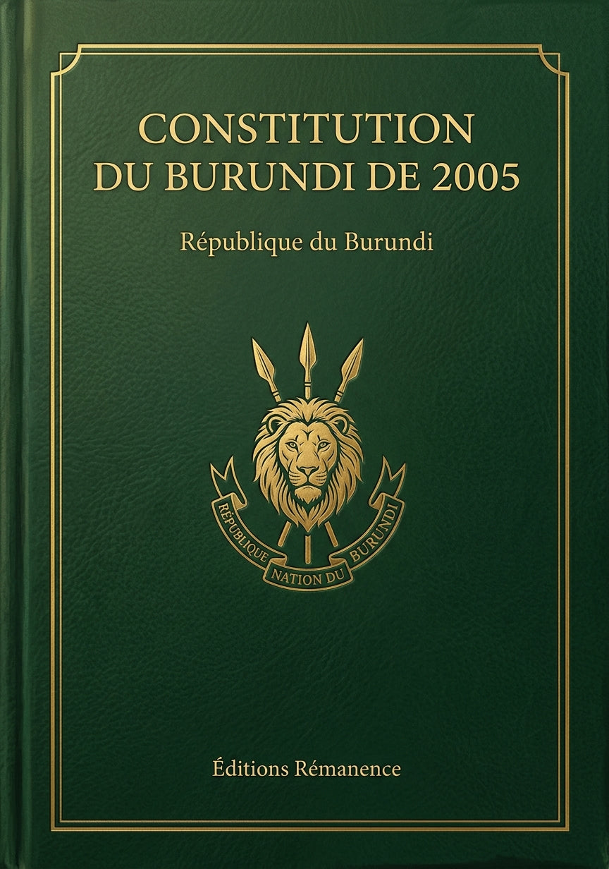Livre Constitution du Burundi de 2005 par République du Burundi - Couverture - Editions Remanence