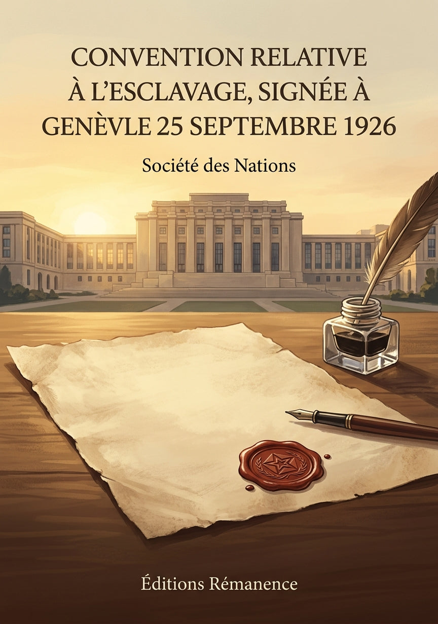 Livre Convention relative à l'esclavage, signée à Genève le 25 septembre 1926 par Société des Nations - Couverture - Editions Remanence