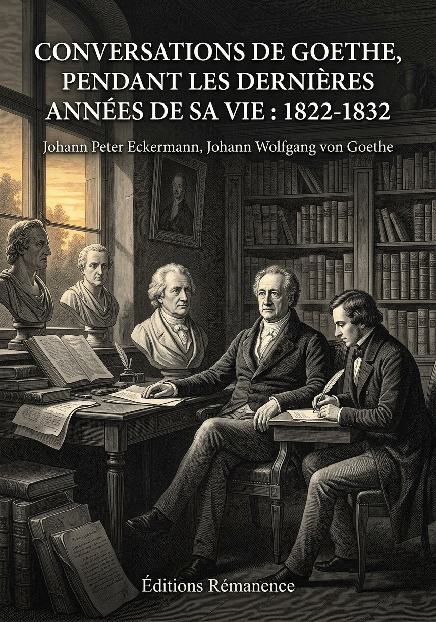 Livre Conversations de Goethe, pendant les dernières années de sa vie : 1822-1832 par Johann Peter Eckermann, Johann Wolfgang von Goethe - Couverture - Editions Remanence