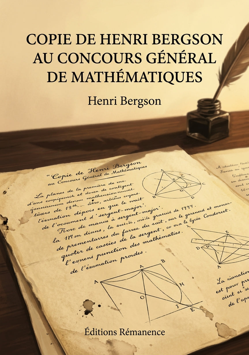 Livre Copie de Henri Bergson au concours général de mathématiques par Henri Bergson - Couverture - Editions Remanence
