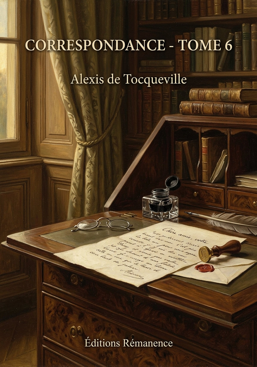 Livre Correspondance - Tome 6 par Alexis de Tocqueville - Couverture - Editions Remanence