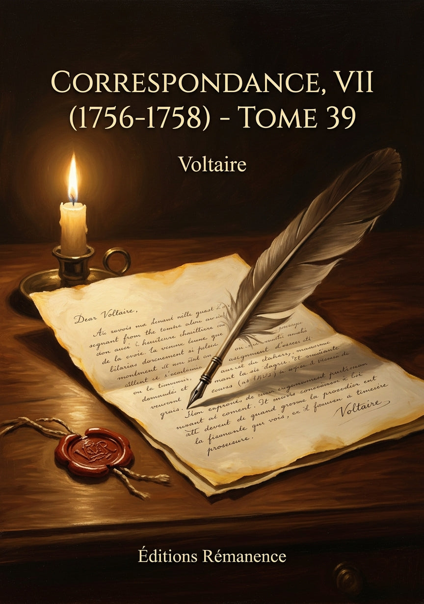 Livre Correspondance, VII (1756-1758) - Tome 39 par Voltaire - Couverture - Editions Remanence
