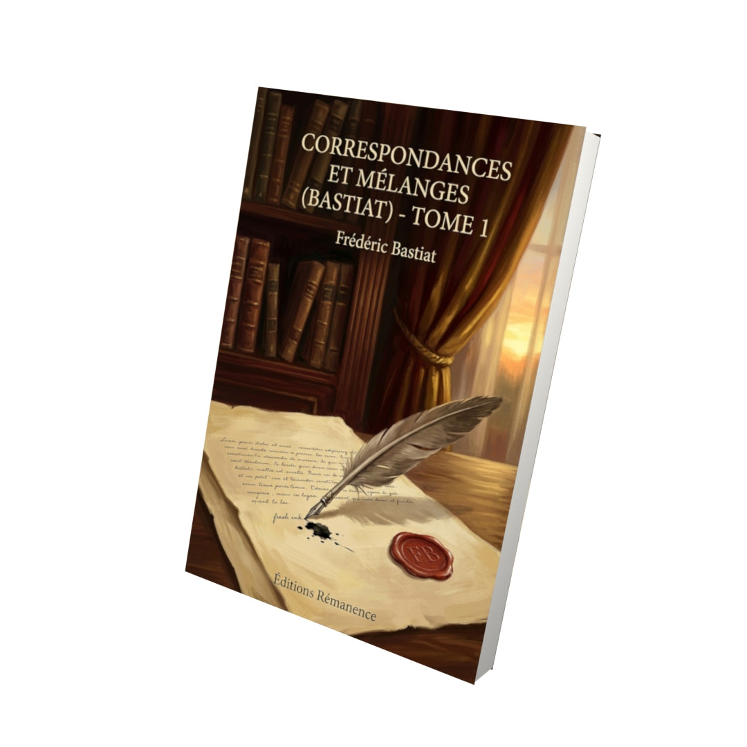 Livre Correspondances et mélanges (Bastiat) - Tome 1 par Frédéric Bastiat - Vue 3D - Editions Remanence