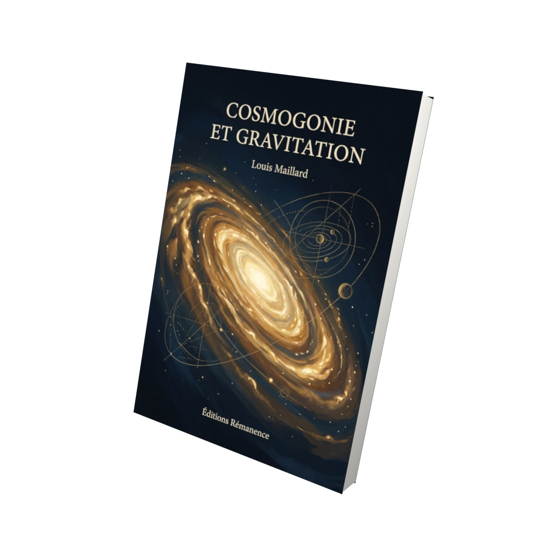 Livre Cosmogonie et gravitation par Louis Maillard - Vue 3D - Editions Remanence