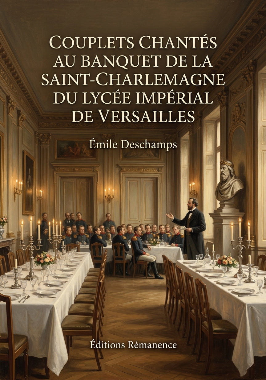 Livre Couplets chantés au banquet de la Saint-Charlemagne du lycée impérial de Versailles par Émile Deschamps - Couverture - Editions Remanence
